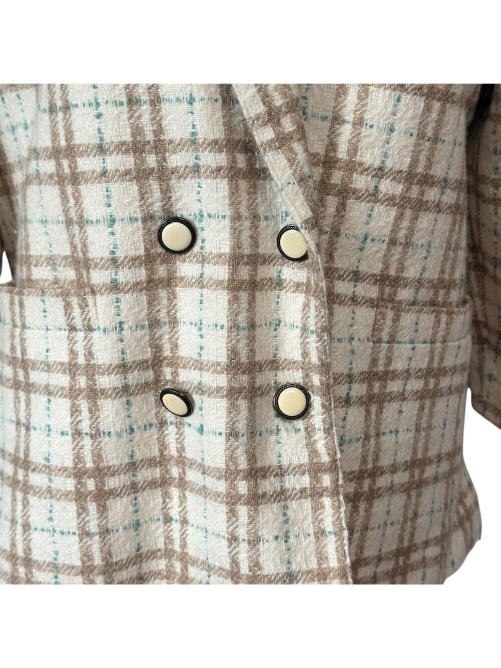 Vintage Womens Suburbans Tweed Blazer Double Breasted Size 10 Plaid Wool Blend - Picture 7 of 16